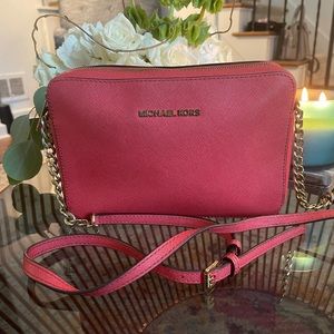 Michael Kors Pink / Raspberry Purse w/ Gold Chain